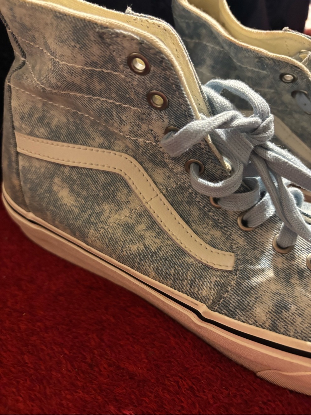 Vans tapered Blue Denim Destroy High-Top Skate Sneakers Canvas Men’s size 11